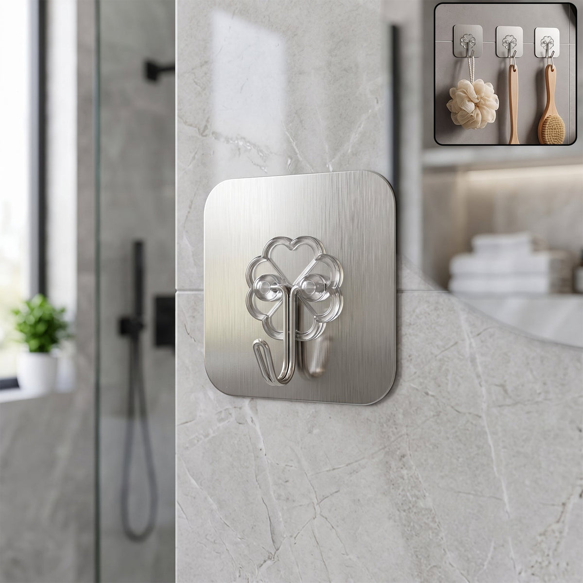 Self Adhesive Plastic Wall Hook, No Drill Heavy Duty Sticky Hanger Hook