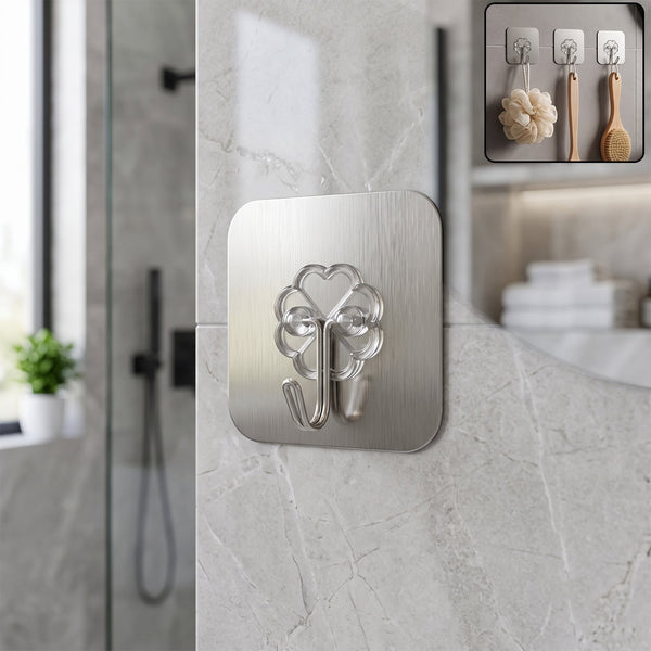 Self Adhesive Plastic Wall Hook, No Drill Heavy Duty Sticky Hanger Hook