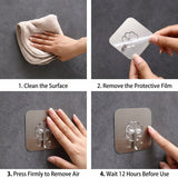 Self Adhesive Plastic Wall Hook, No Drill Heavy Duty Sticky Hanger Hook