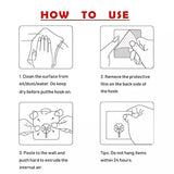 Self Adhesive Plastic Wall Hook, No Drill Heavy Duty Sticky Hanger Hook