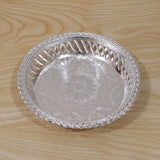 Decorative Silver Serving Tray – Elegant Round Floral Design