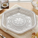 Decorative Silver Serving Tray – Traditional Embossed Floral Design