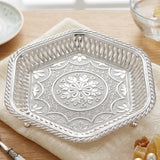 Decorative Silver Serving Tray – Traditional Embossed Floral Design