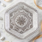 Decorative Silver Serving Tray – Traditional Embossed Floral Design