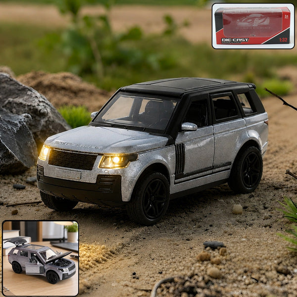 Light and Sound Metal Pull Back Car Toy, Die Cast SUV Model for Kids