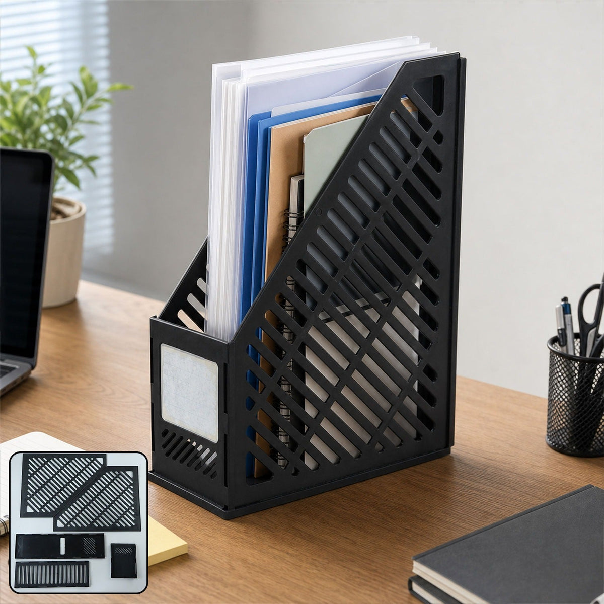 Plastic Vertical File Holder Stand – Keeps Desk Organized and Clutter-Free