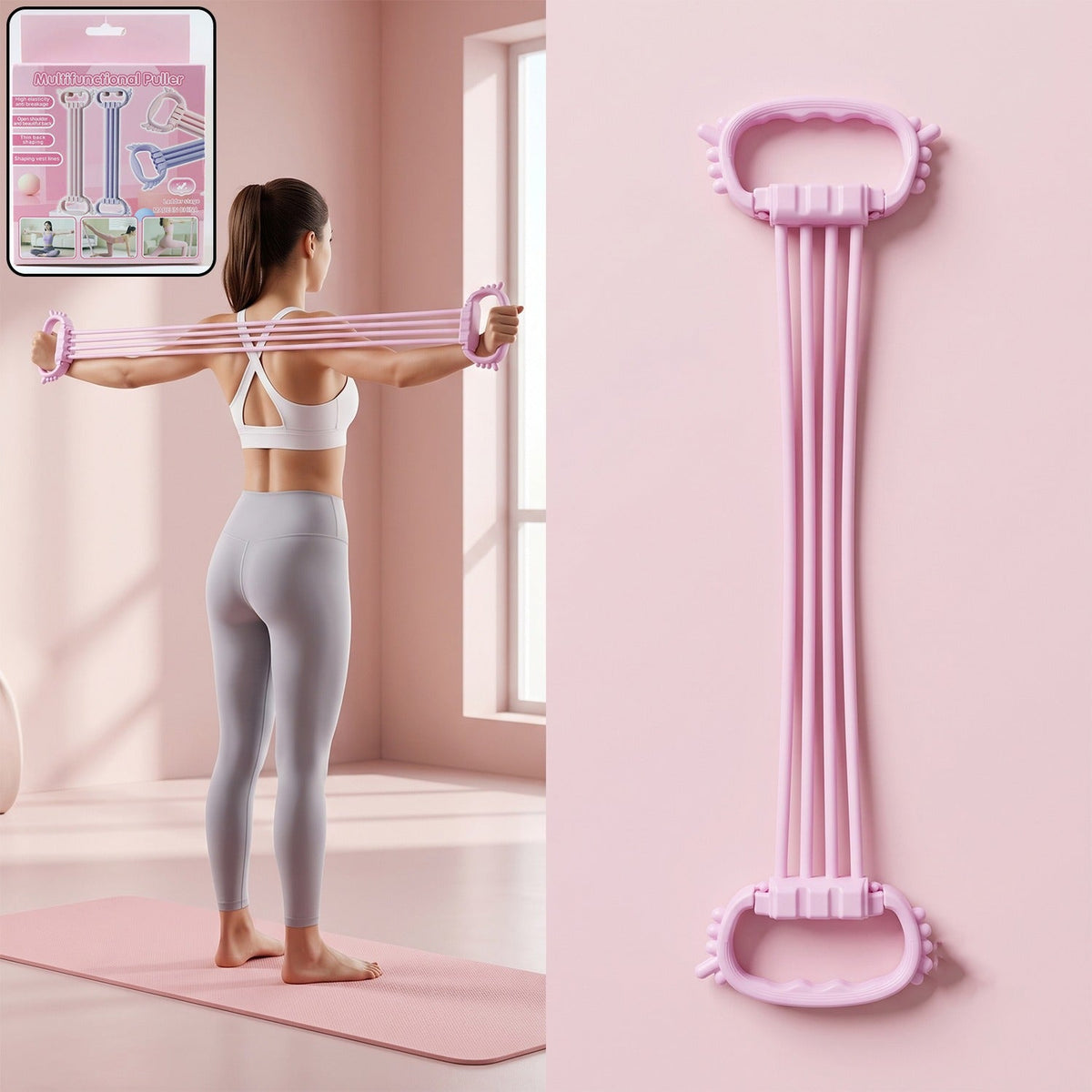 Multifunctional Chest Expander Puller 3 Tube Resistance Band for Home Gym