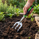 3 Prong Garden Hand Cultivator Fork Stainless Steel Tool Ergonomic Handle
