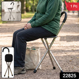 Folding Walking Stick with Seat 3 Leg Cane Stool Chair Support Stand