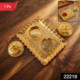 Kumkum Holder – Elegant Golden Floral Pooja Accessories