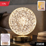 Round Crystal LED Table Lamp – Dimmable Touch & USB Rechargeable