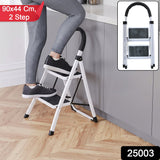 2 Step Folding Ladder with Padded Handrail Anti Slip Steel Step Stool