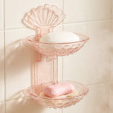 2 In 1 Double Layer Plastic Soap Dish Holder Wall Mounted Self Adhesive